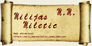 Milijas Miletić vizit kartica